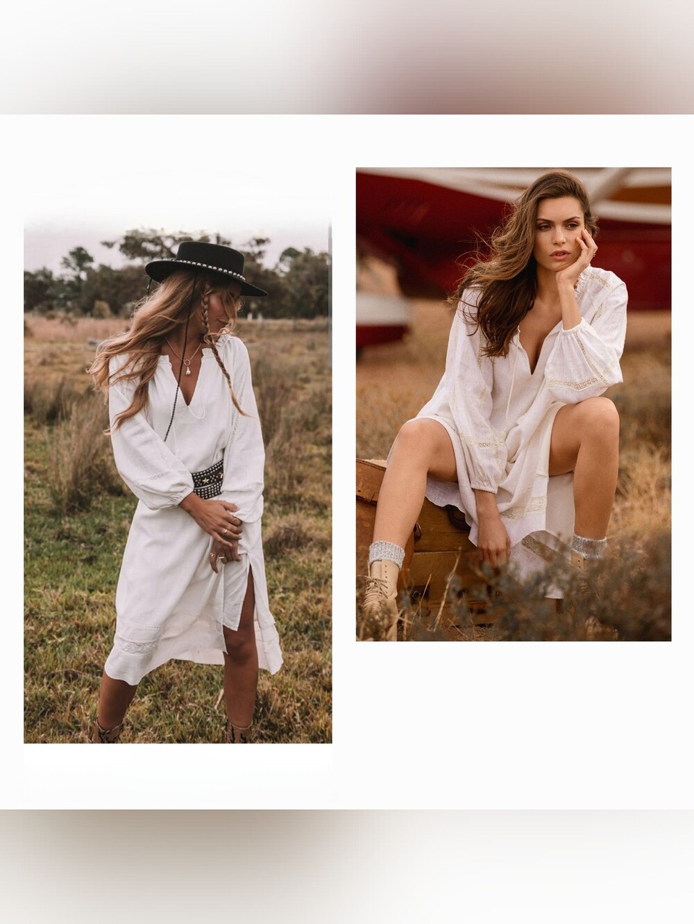 Spell White Boho Peasant Dress